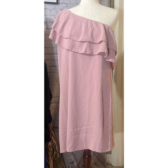 Womens Fashion Ruffle Bodice One Shoulder Dress, Dusty Rose Size XL New - Picture 1 of 6